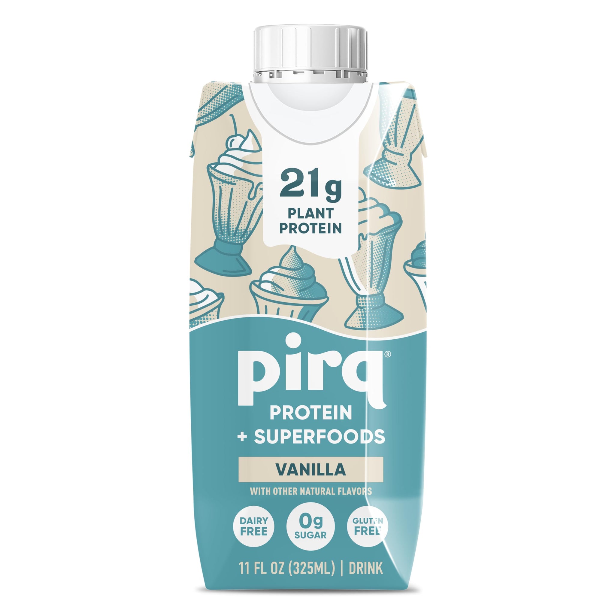 Pirq, 21g Dairy Free Protein Shake, 25 Superfoods, 0g Sugar, Plant-Based Protein Drink, Gluten-Free, Vegan, Kosher, Keto, Low Carb, Low Calorie (12
