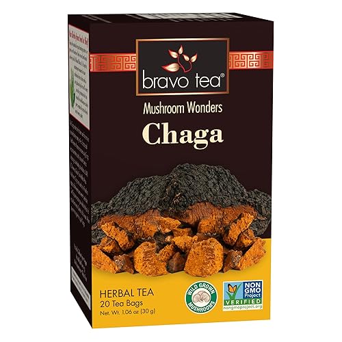 Bravo Tea Chaga Mushroom Herbal Tea Caffeine Free, 20 tea bags, 1 count