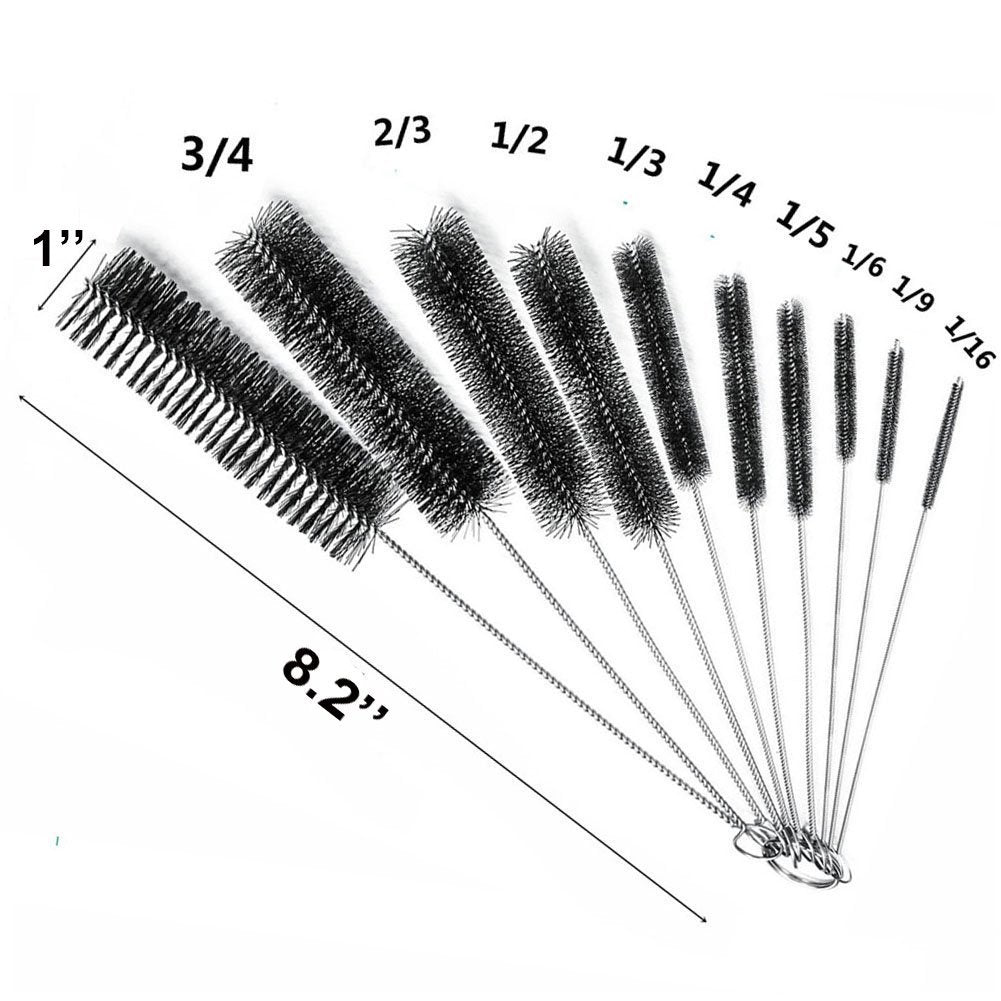 Eboot 10 Pcs 8.2 Inch Tube Cleaning Brushes Nylon Cleaner Brush Long Sink Drain Pipe Cleaning Brushes 10 Different Diameters for Bottle Straw Tumbler