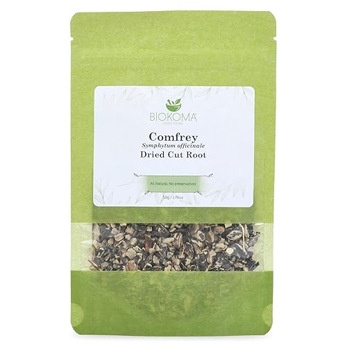 Biokoma Comfrey Dried Root 50g 1.76oz Cut & Sifted Dried Herb Symphytum officinale Topical Healing & Skin Support Salve Ointment Resealable Moisture