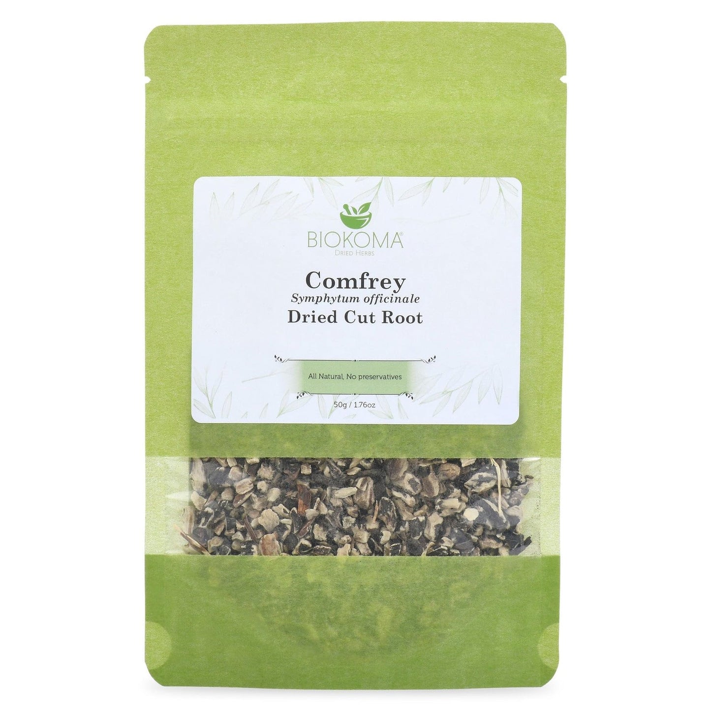 Biokoma Comfrey Dried Root 50g 1.76oz Cut & Sifted Dried Herb Symphytum officinale Topical Healing & Skin Support Salve Ointment Resealable Moisture