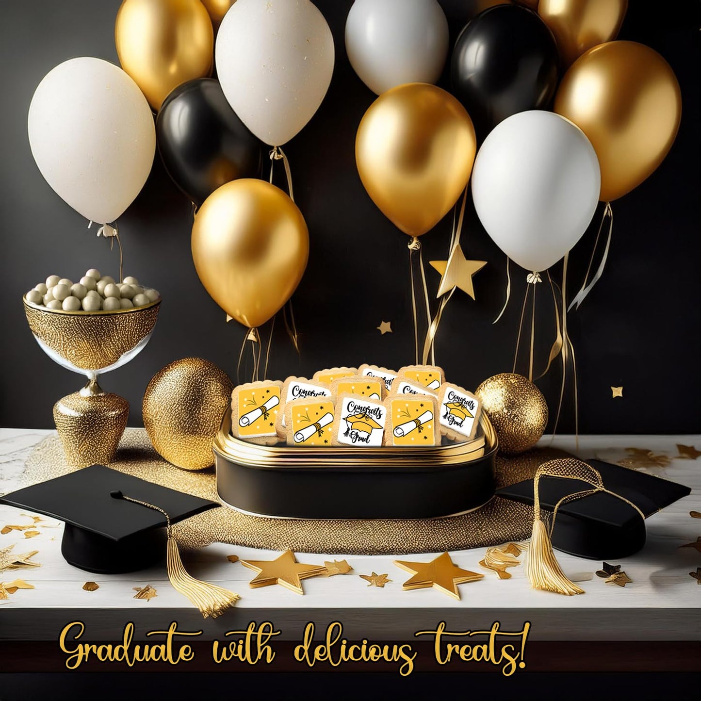 OMCookie 24 Graduation Cookies Gift Basket Box 2026 | Individually Wrapped | Congratulations Congrats Grad for Women Men Kids | Food Gift | Nut Free |