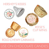 Baby in Bloom Party Favor Stickers, Pink Floral Baby Shower Chocolate Kisses Candy Labels - 180 Count