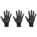 SAS Safety 66518 Raven Powder-Free Disposable Black Nitrile 6 Mil Gloves, Large, 100 Gloves by Weight - 3 Pack