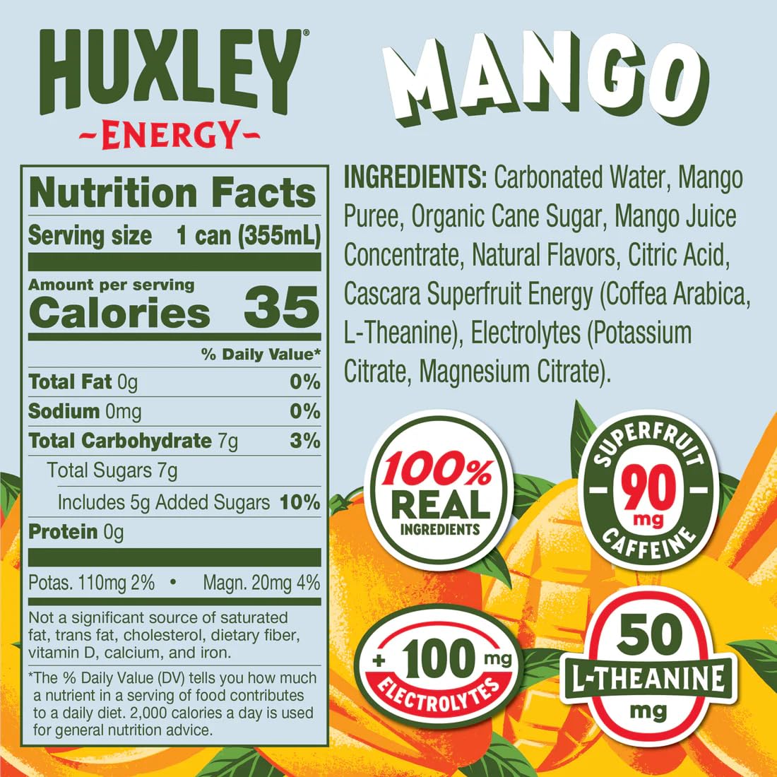 Huxley Variety Pack Energy Drink | 90mg Natural Caffeine, Clean Energy - No Crash, No Jitters | Only 5g Sugar, No Artificial Sweeteners | Electrolytes