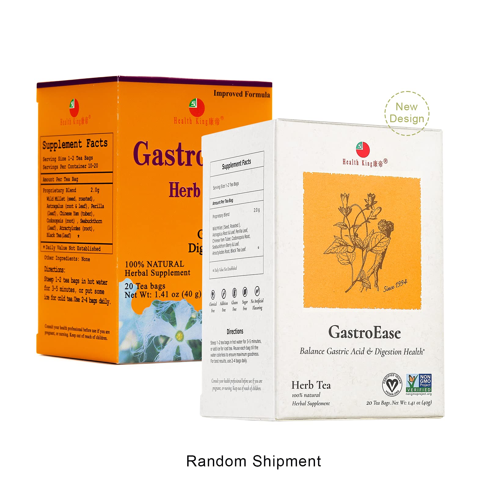 Health King GastroEase Herb Tea, Teabags, 20 Count Box