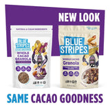 Blue Stripes Whole Cacao Granola - Gluten Free Dark Chocolate Granola for Cereal, Oatmeal, Yogurt, 5g Protein Per Serving, Source of Fiber, Vegan, Low