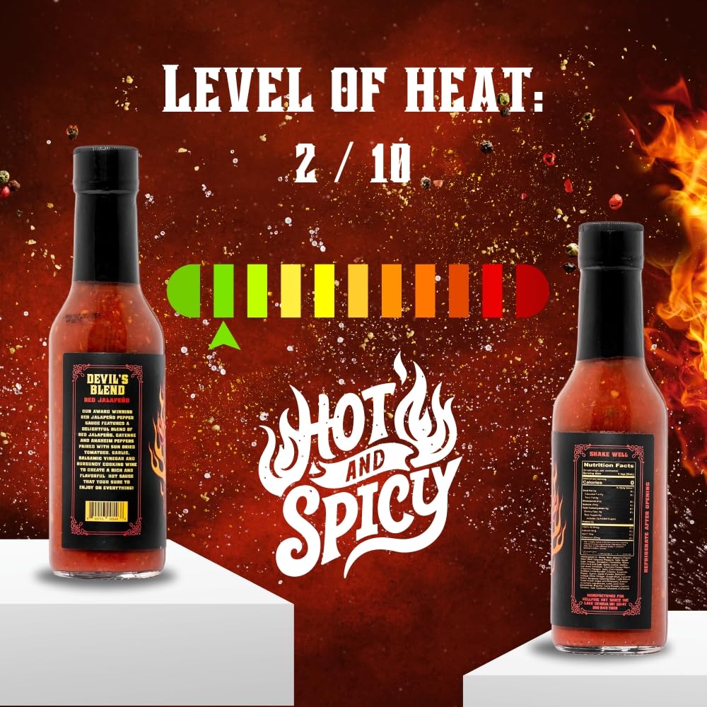 Hellfire Devil's Blend Red Jalapeno Hot Sauce, Award-Winning, Gourmet, Rich and Flavorful Red Sauce, 5 oz.