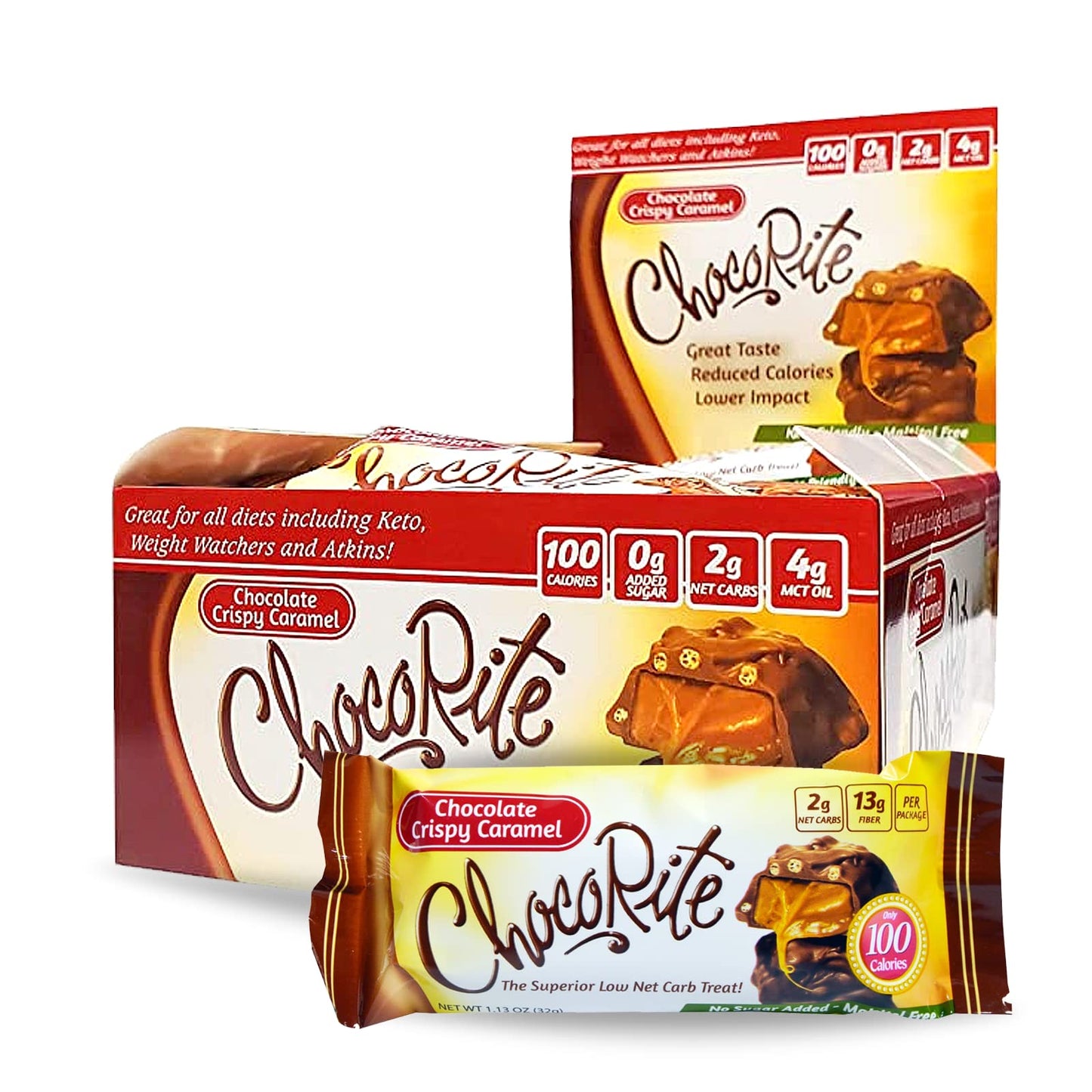 ChocoRite - Diet Crispy Caramels - 16/Box - High Fiber - Low Calorie - No Sugar Added