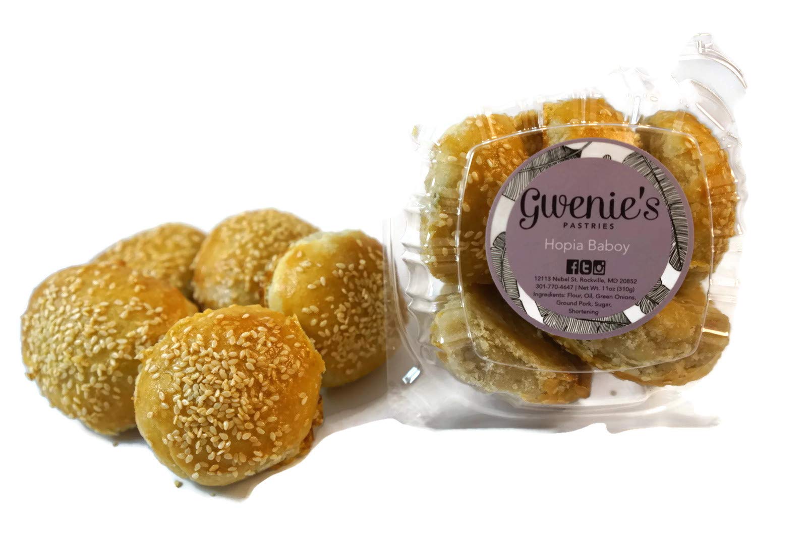Gwenie's Pastries, Hopia Baboy Filipino Pastry (1 Pack/5 pieces per pack) Consume within 5 days or refrigerate