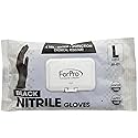 ForPro Professional Collection Disposable Nitrile Gloves, Chemical Resistant, Powder-Free, Latex-Free, Non-Sterile, Food Safe, 4 Mil, Black, Large