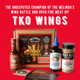 Melinda’s TKO Wing Recipe Kit - Championship Flavor Set with Japanese BBQ Sauce, Chipotle Pepper Sauce, Heath Riles Garlic Jalapeño Rub, and Recipe