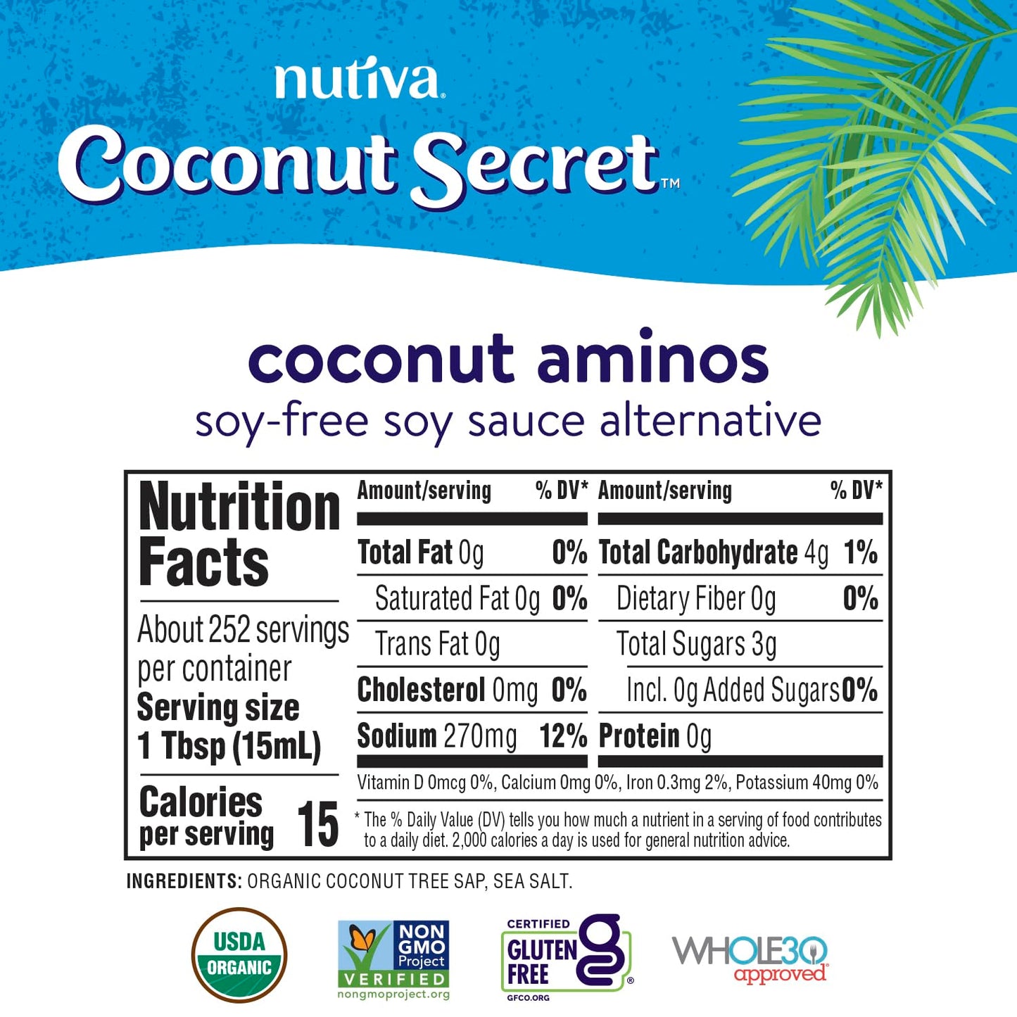 Coconut Secret Coconut Aminos - 128 fl oz - Low Sodium Soy Sauce Alternative, Low-Glycemic - Organic, Vegan, Non-GMO, Gluten-Free, Kosher - Keto