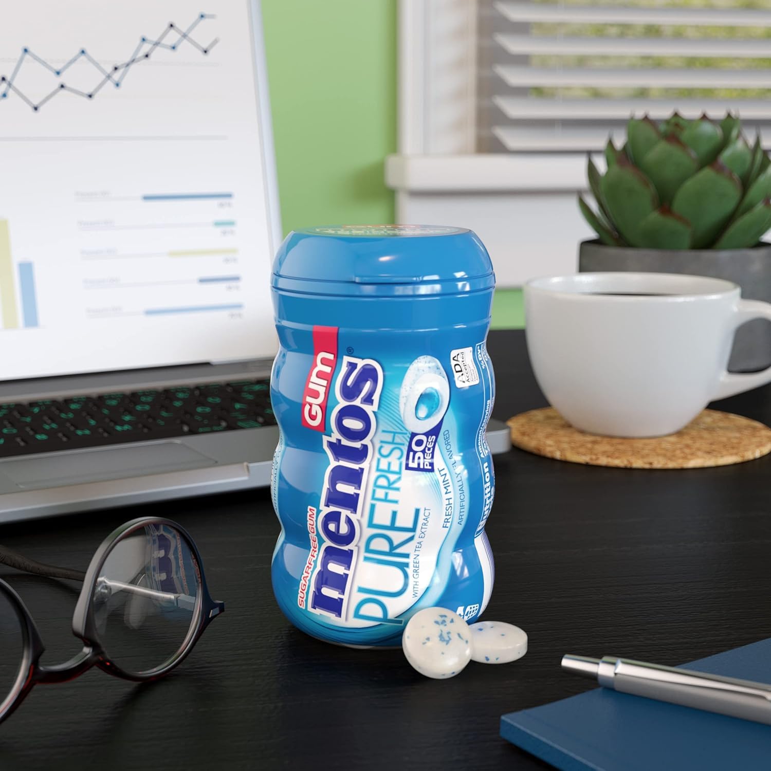 Mentos Pure Fresh Mint Gum 50 PC (Pack of 16)
