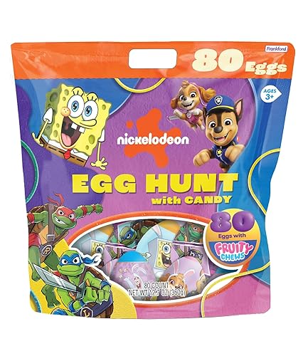 Frankford Nickelodeon Pre-filled SpongeBob SquarePants, Teenage Mutant Ninja Turtles, and Paw Patrol Bulk Plastic Egg Easter Basket Stuffers