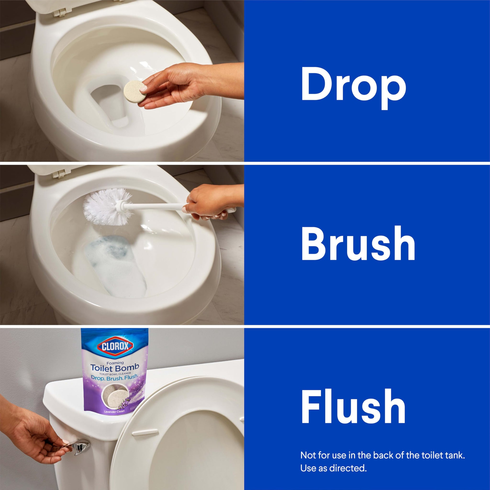 Clorox Foaming Toilet Bomb Toilet Bowl Cleaner, Bleach Free, Lavender Clean, 5 Count