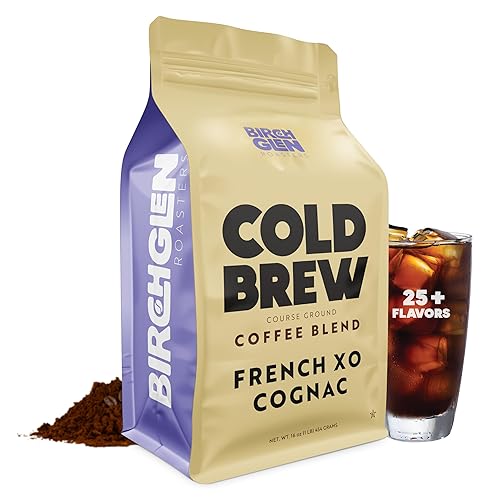 Birch Glen Roasters Cold Brew Coffee | Flavored Coarse Ground Coffee | Artisanal Roasting | 100% Arabica |1 LB | Frech XO Cognac