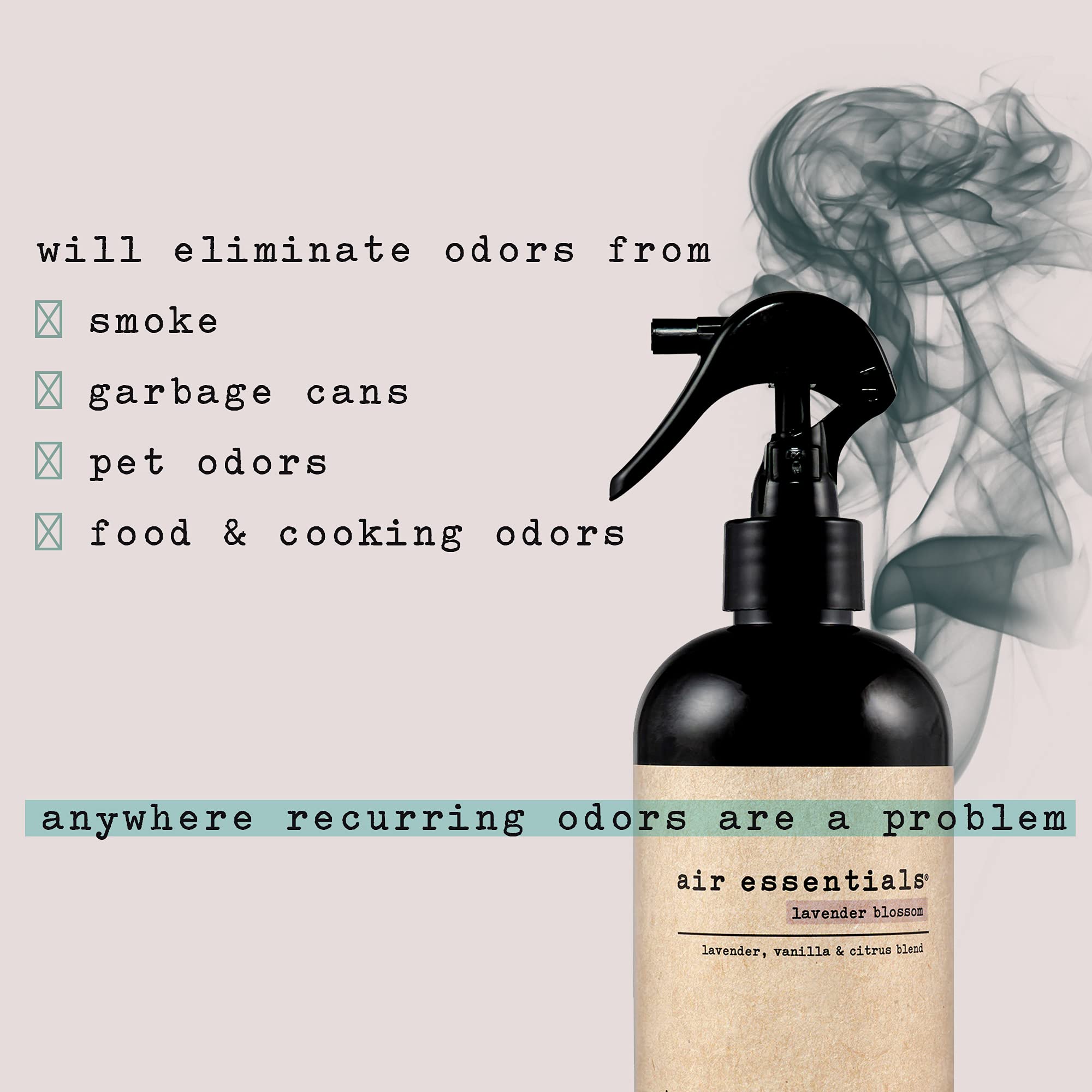 Air Essentials 12 oz Air Freshener & Odor Eliminator Spray - Neutralize Odors from Smoke, Pets, Food & Garbage in Homes, Offices & Cars - Made