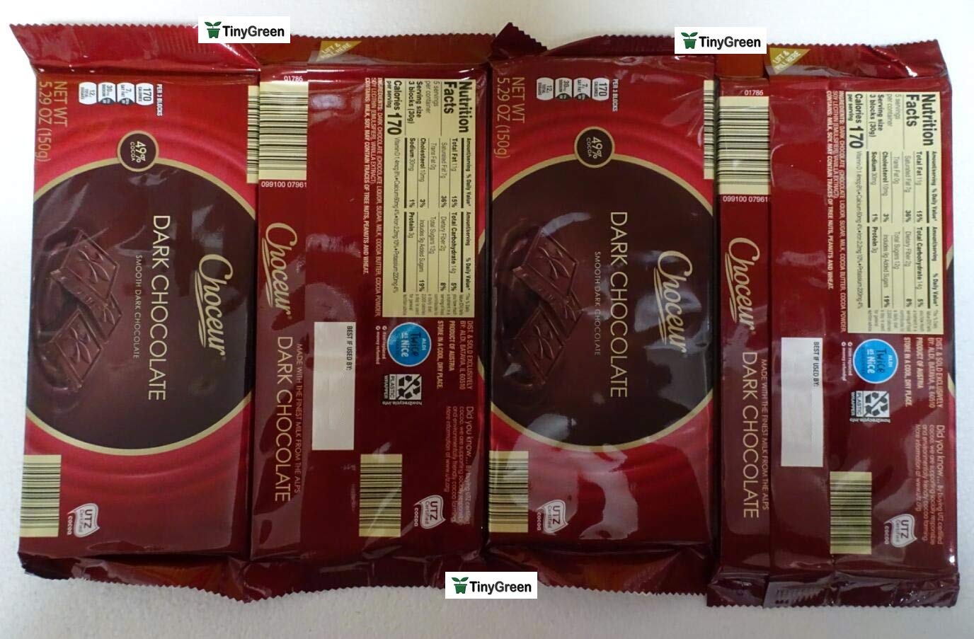 Choceur Dark Chocolate Smooth Dark Chocolate 49% Cocoa 5.29oz 150g (Pack of Four)