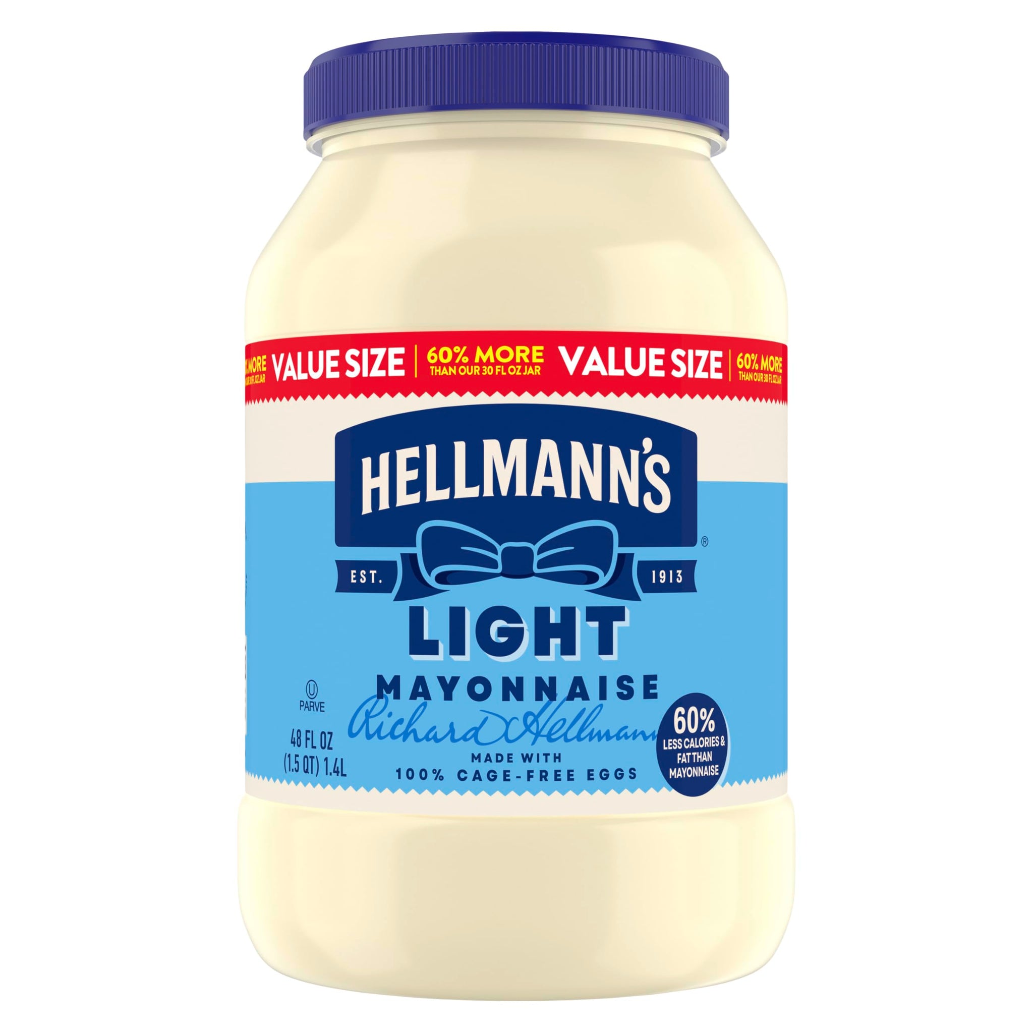 Hellmann's Creamy Light Mayonnaise Light Mayo Made with Cage Free Eggs 48 FL oz