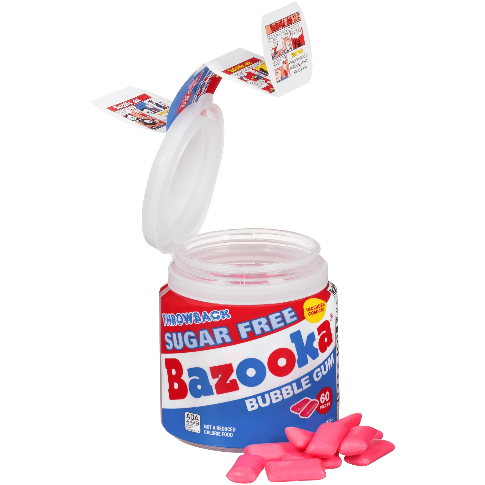 Bazooka Sugar Free Easter Bubble Gum - 60 Count To Go Cup (Pack Of 6) For Easter Basket Stuffers - Pink Chewing Gum Easter Candy In Original Sugarless