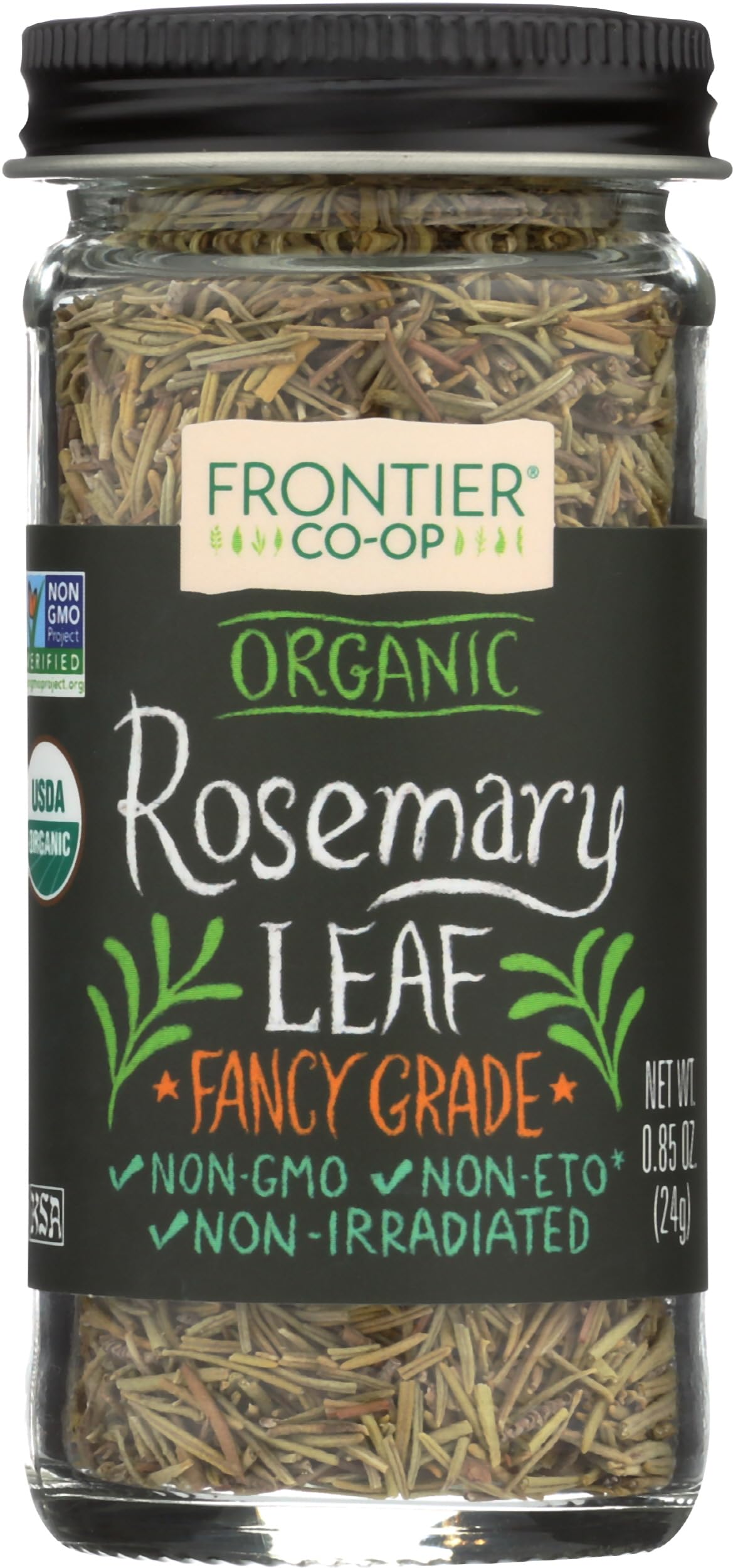 Frontier Co-op Organic Whole Rosemary Leaf, 0.85 Ounce Bottle, Pungent, Herbaceous, Fresh Earthy Taste & Aroma, Kosher