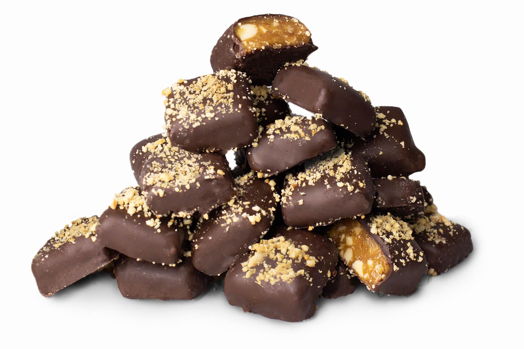 brittle-brittle Roasted Almond Toffee Candy with Dark Chocolate, Handcrafted Gourmet Dessert, Individually Wrapped Treat, Perfect Snack or Gift, 4oz