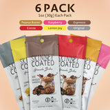 Skinny Coated Dark Chocolate Granola Bites,Variety Pack - Cocoa, Espresso, Lemon Joy, Original, Peanut Butter, Raspberry. 6 bags, Each Bag is 1.2oz