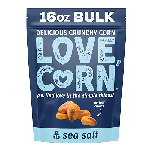 LOVE CORN Sea Salt - Crunchy Roasted Corn Snack, 3 Ingredients, Gluten Free, Non-GMO, Vegan, Low Sugar - Alternative to Chips, Nuts & Crackers