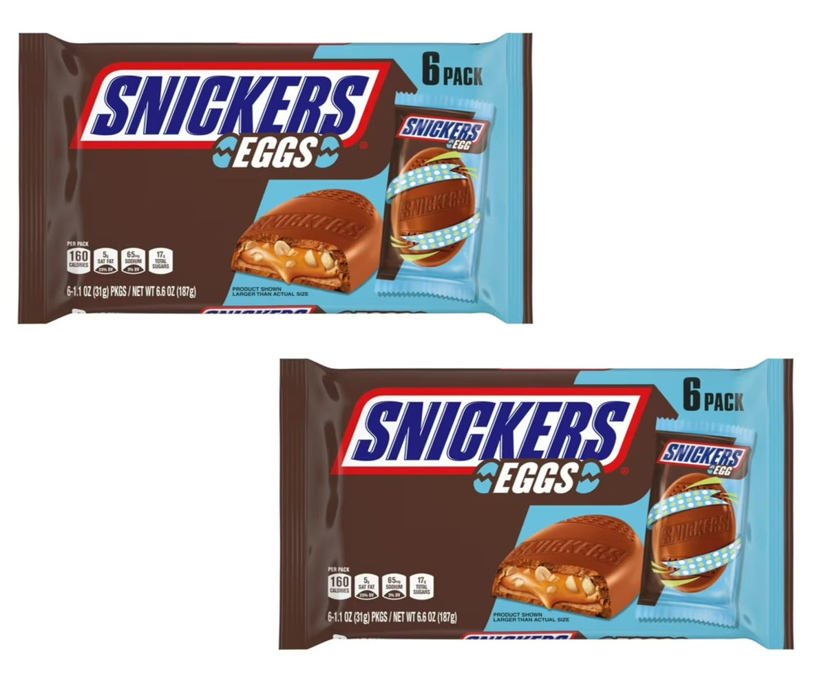Snickers Eggs - Pack of 2-6 Eggs in Each Pack - Delicious Classic Taste - Perfect for Easter Baskets - Individually Wrapped