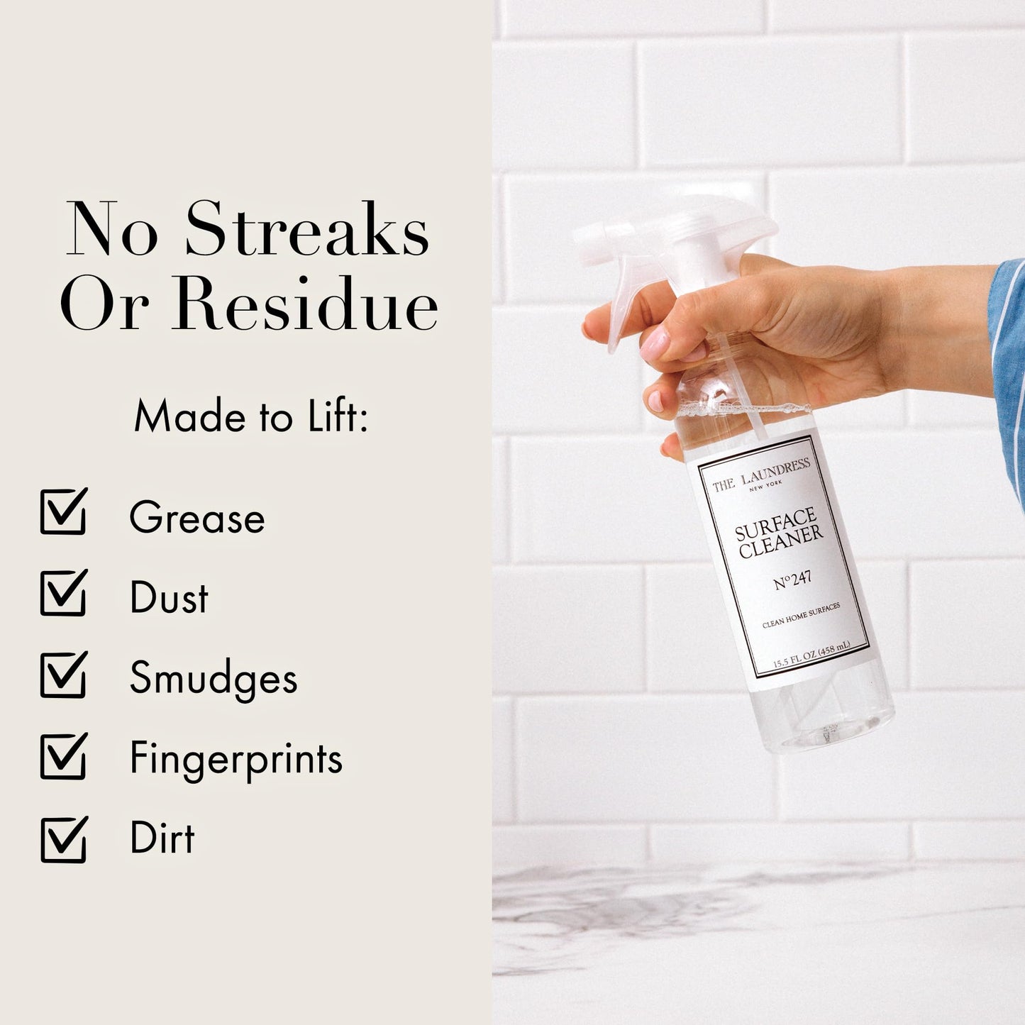 The Laundress Surface Cleaner, No. 247 Scented; Safe for Granite, Marble, Porcelain, & Wood; Bio-Based Ingredients; 15.5 Fl OZ