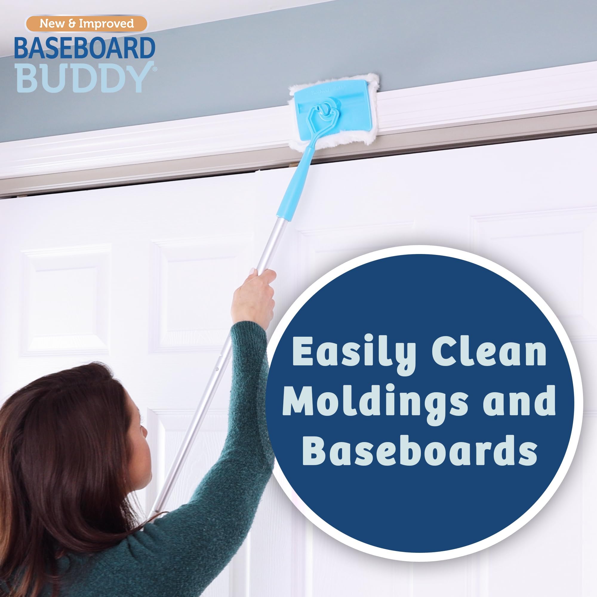 Baseboard Buddy | Lightweight Home Cleaning Essential, Perfect for Baseboards, Moldings & Walls, Glide & Wipe Trapping & Locking Dirt & Dust | As Seen