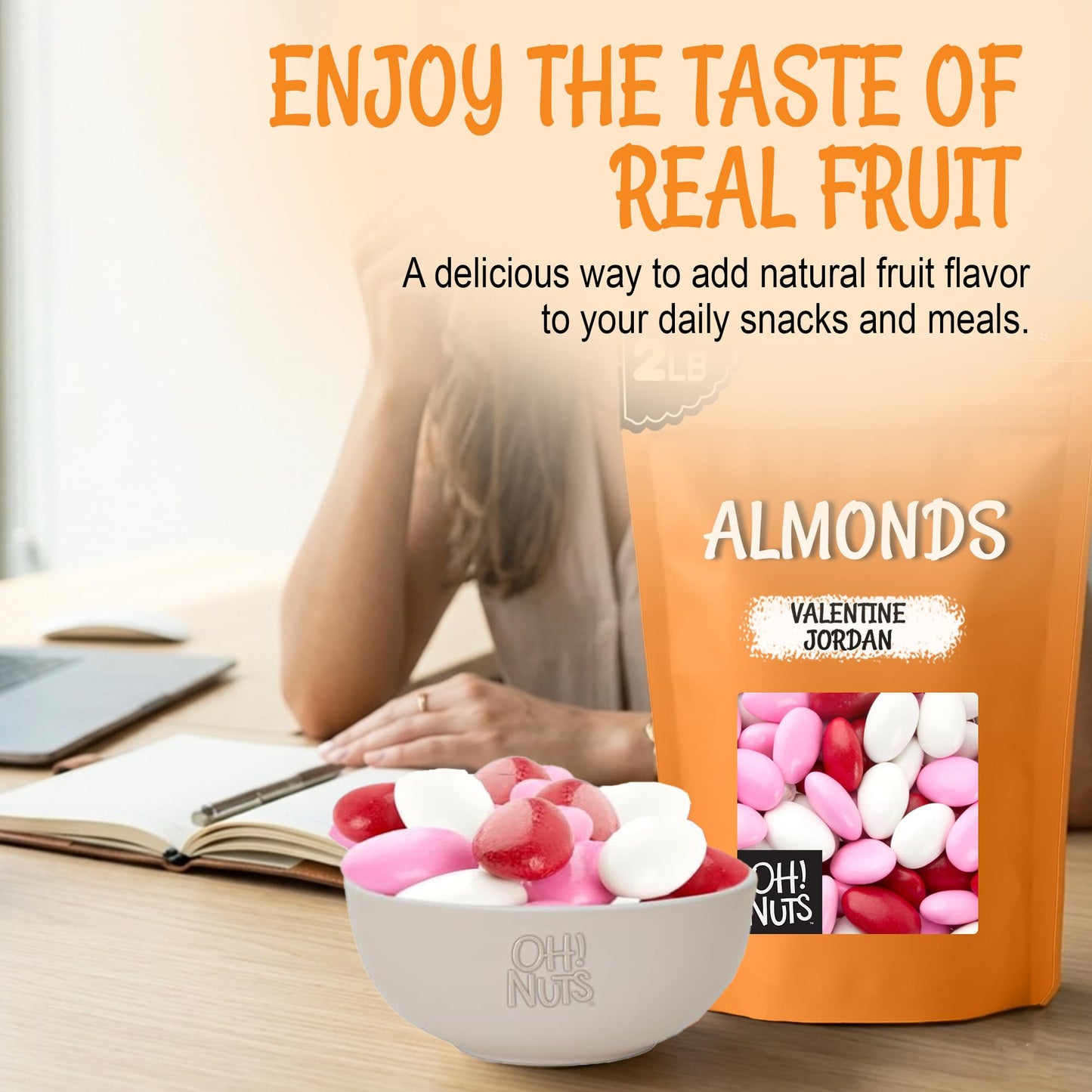 Oh! Nuts Jordan Almonds - Red Pink White - 2 lb - For Easter, Weddings, Baby Showers & Birth - Packed in New York Zip-Seal Bag for Exceptional