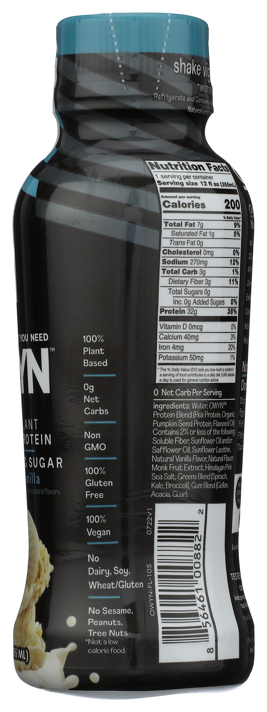 Owyn Vanilla Pro Elite Plant Protein Shake, 12 FZ