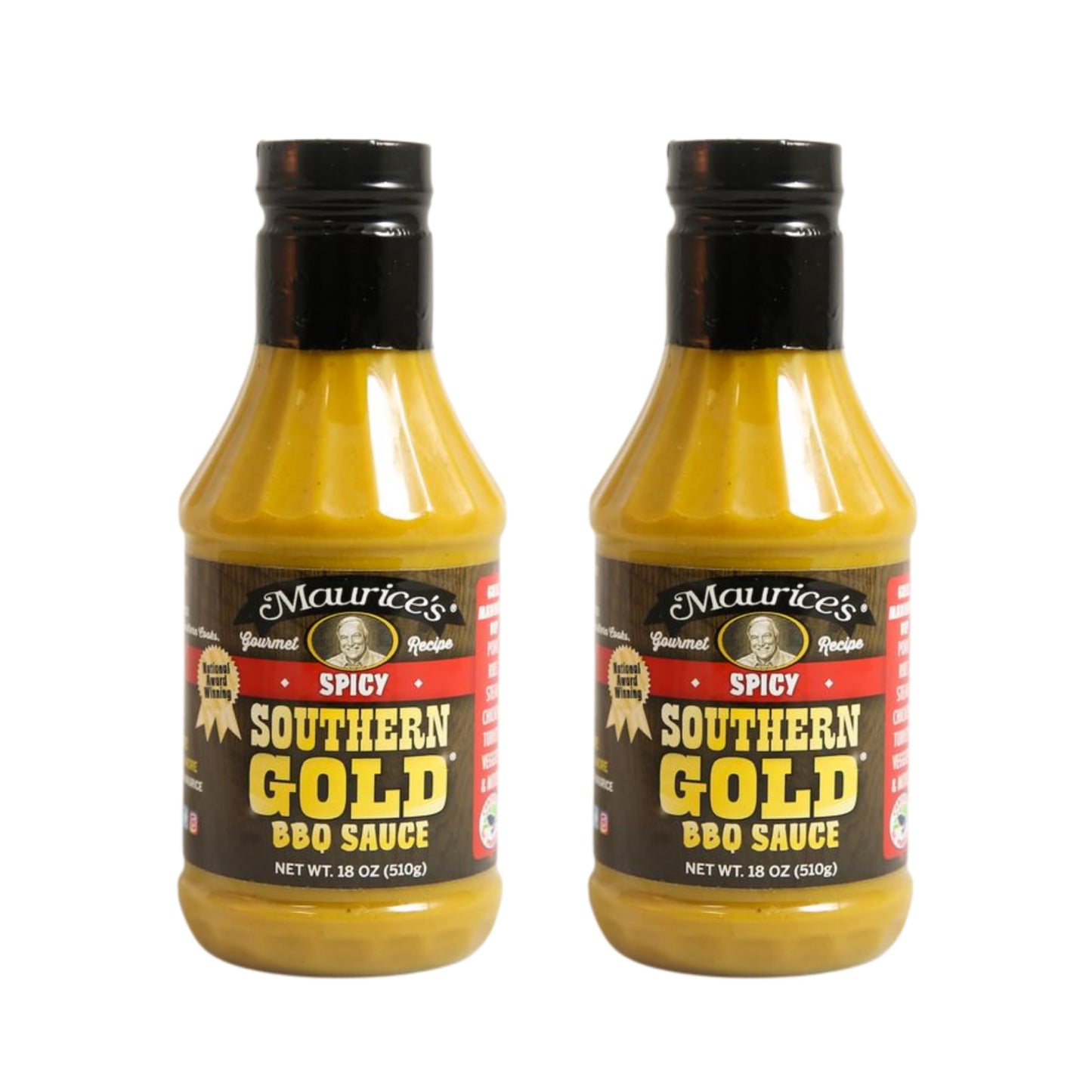 Maurice’s Southern Gold BBQ Sauce, Spicy - Carolina Gold Barbecue Sauce Hot & Spicy Blend - Authentic Southern Carolina Barbeque Dressing - Mustard
