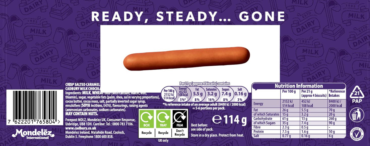 Cadbury Salted Caramel Fingers 114g