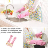 KINGFINGER Rubber Waterproof Dishwashing Gloves for Kitchen, Latex-Free Precision Flocking Household Cleaning Gloves (2 Pair, Large)