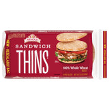 Arnold 100% Whole Wheat Sandwich Thins Rolls, Sandwich Rounds Free From Artificial Colors, Flavors and Preservatives, 6 Sandwich Rolls