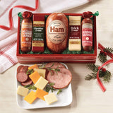 The Swiss Colony High 5 Food Bundle - Assorted Summer Sausages and Cheeses with Christmas Petits Fours - Assorted Chocolate and Mini Layer Cakes