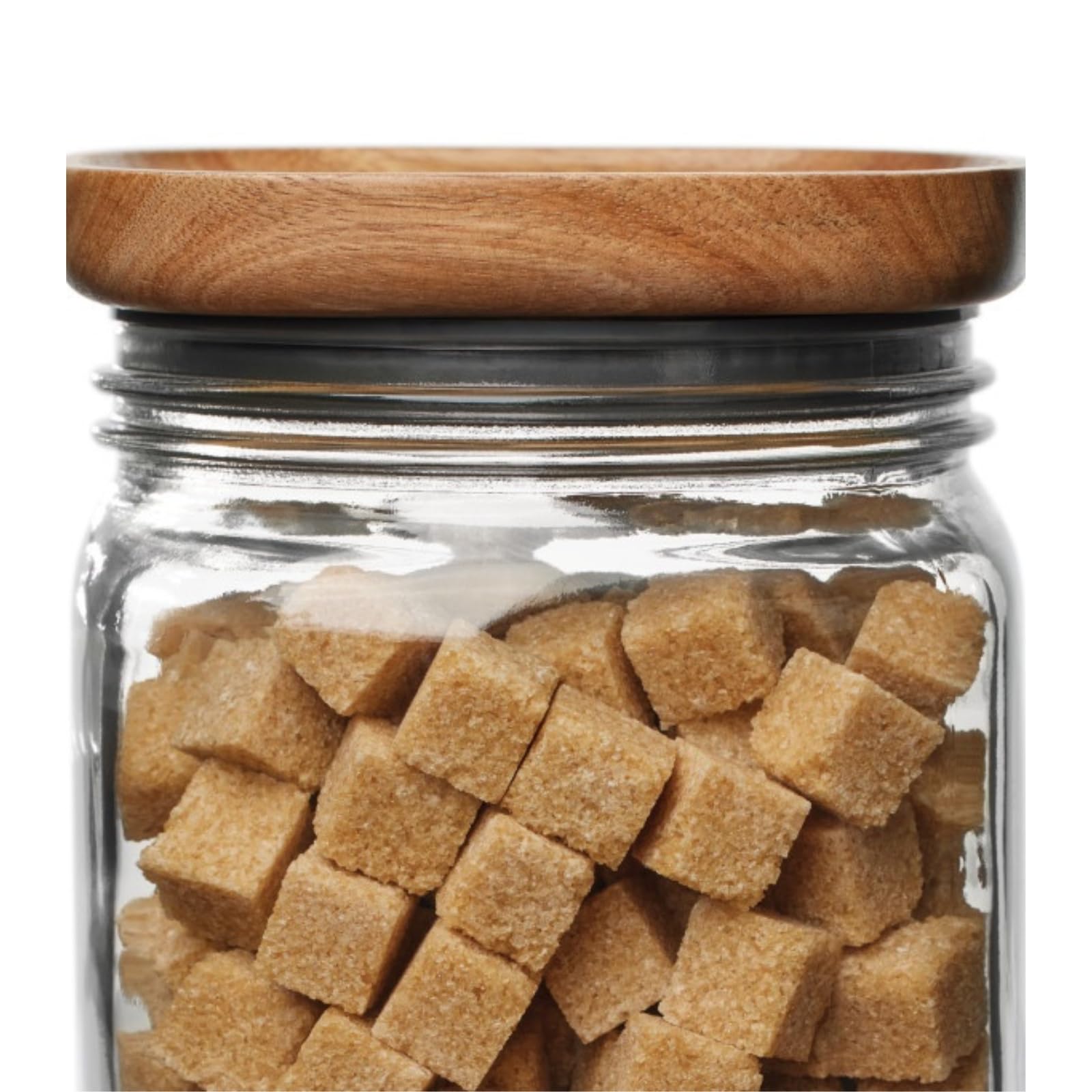 Ball Stack & Store Glass Mason Jars with Wooden Lid, Used for Pantry, Cookies, Flour, Cereal, Rice, Sugar, Tea, Coffee Beans, Spices, Square, 15.6-Cup