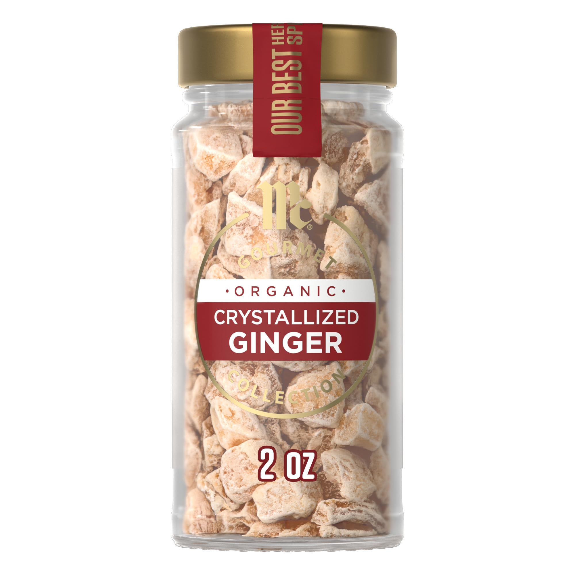McCormick Gourmet Collection Crystallized Ginger, Organic, Non GMO, Our Best Herbs & Spices, Sweet Spiciness, Elevate Desserts, Baked Goods