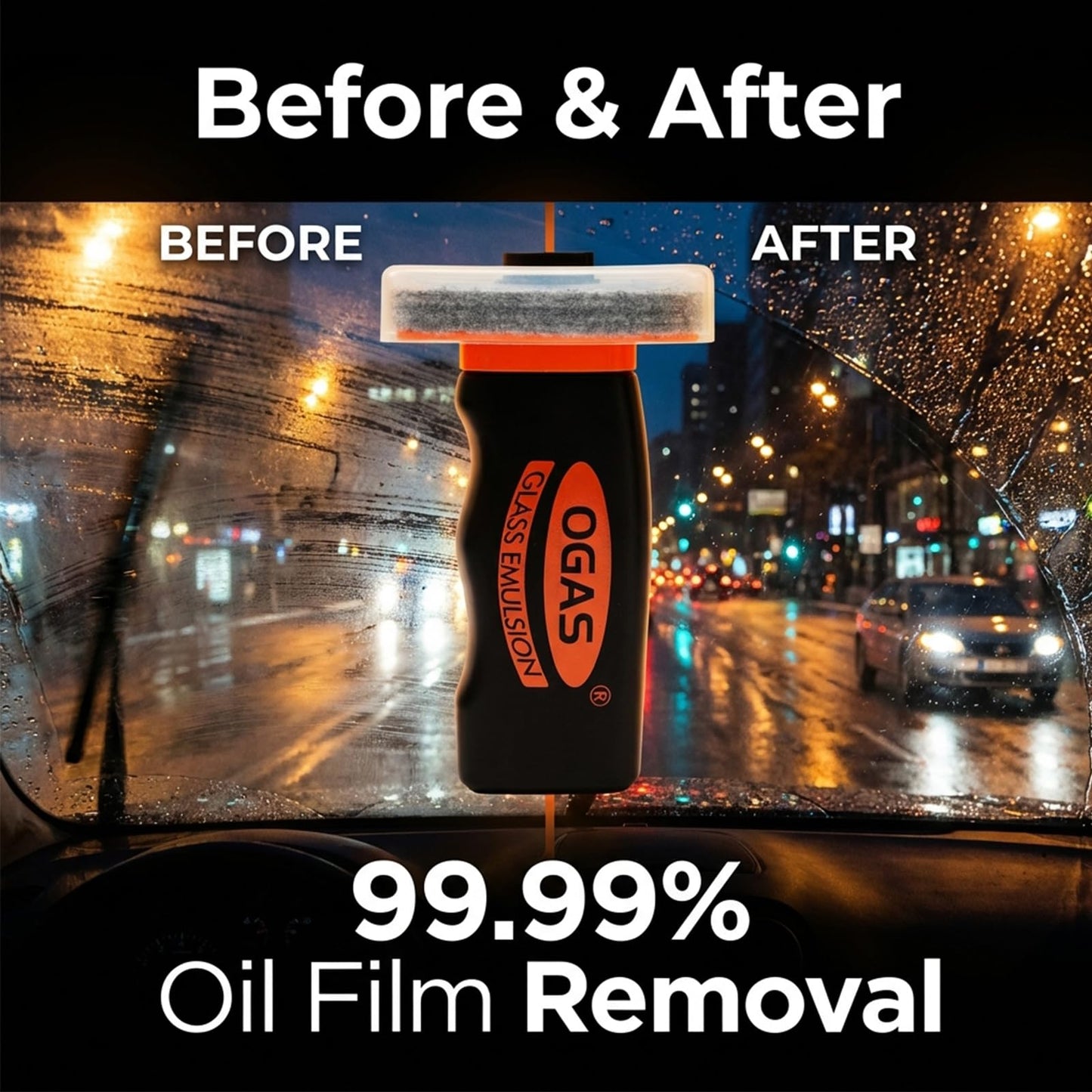 Kaiyunsheng Car Window Cleaner and Windshield Oil Film Remover with Built-in Applicator, Auto Glass Cleaner Emulsion for Water Spots, Rain Repellent