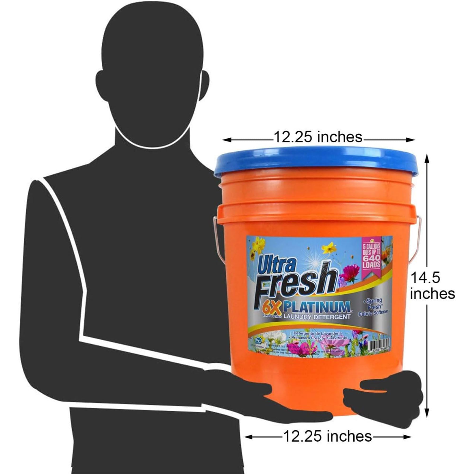 Ultra Fresh 6X Platinum 5 Gallon Laundry Detergent Liquid with Spring Fresh Fabric Softener and Pump for All Machine Types, Up to 640 Loads (2 Pack)
