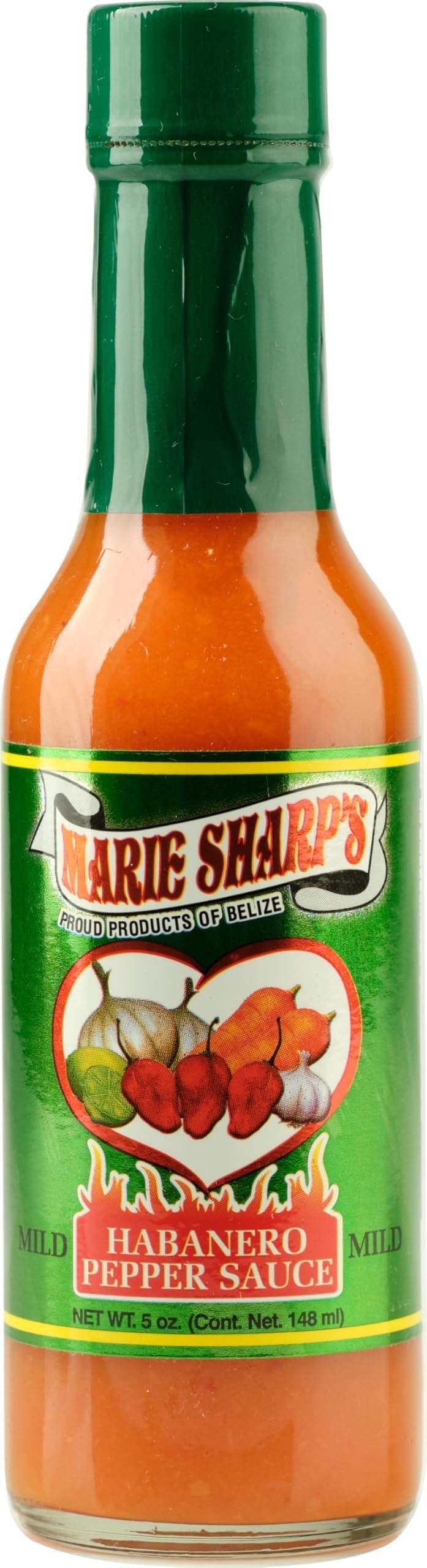 Marie Sharp’s Mild Habanero Pepper Sauce, 5 oz | Belizean Hot Sauce with a Gentle Kick | All-Natural Ingredients