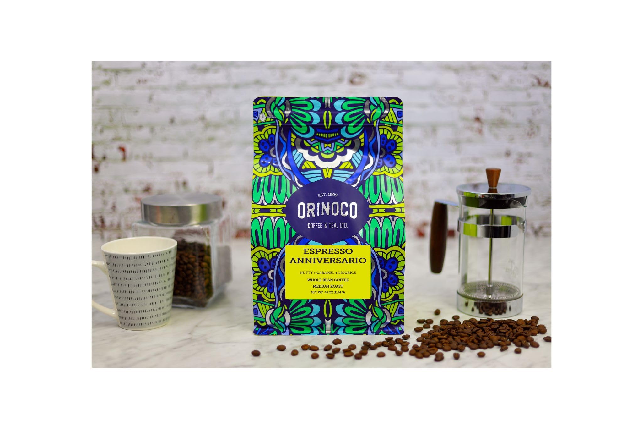 Orinoco Espresso Anniversario 2.5lb bag, Medium Roast, Whole Bean Coffee, 100% Arabica beans