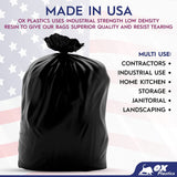 55 Gallon Trash Bags Heavy Duty - Large Black Contractor Bags 36x52" - Industrial, Yard Waste, Lawn & Leaf, Construction Garbage Can Liners - Made in