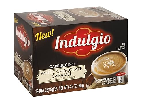 Indulgio 72 Count K-Cups (White Chocolate Caramel Cappuccino) (Compatible with 2.0 Keurig Brewers)