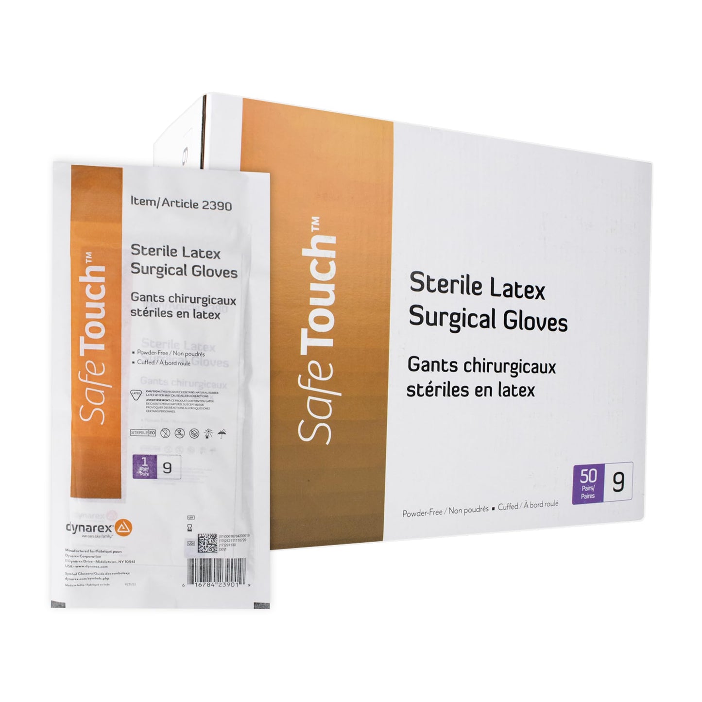 Powder Free Latex Surgeon/Surgical Gloves, Size 9, Sterile, 50 Pair/Box