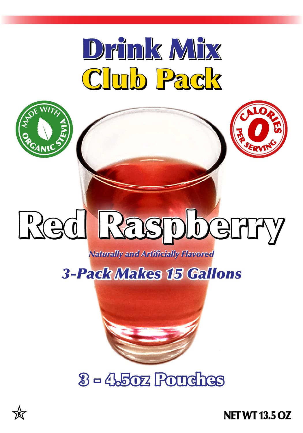 GramZero Red Raspberry Zero Calorie Sugar Free Drink Mix, Great For Nutrition Club Loaded Tea, Stevia Sweetened