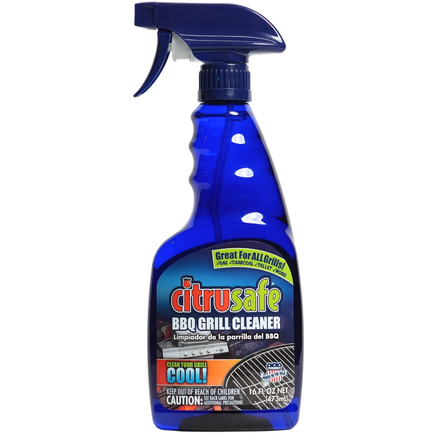 Citrusafe BBQ Grill Cleaner Spray for Outdoor Grill 16 OZ - Safe Heavy Duty Cleaner for Burnt Food & Grease - Degreases & Cleans Grates, Racks